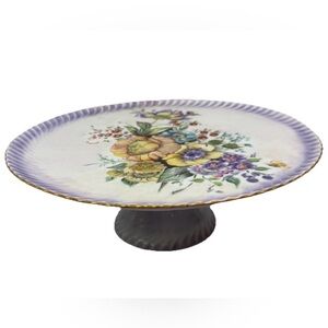 VTG Alboth& Kaiser Bavaria Porcelain 12 3/4”Floral Pedestal Serving Dish Signed